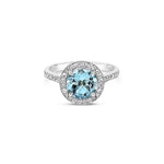 Anillo con aguamarina y diamantes